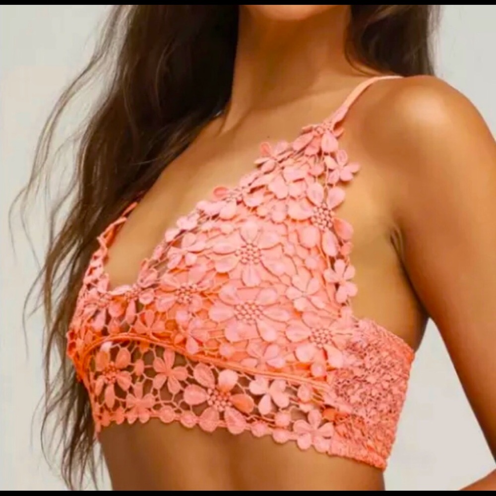 Free People Miss Dazie Crochet Coral Bralette - Picture 3 of 3